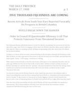 Five thousand Fiji Hindus are coming