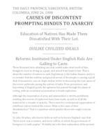 Causes of discontent prompting Hindus to anarchy