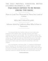 Teja Singh aspires to be Moses among the Sikhs