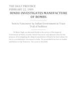 Hindu investigates manufacture of bombs