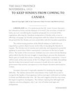 To keep Hindus from coming to Canada