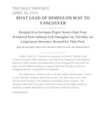 Boat load of Hindus on way to Vancouver