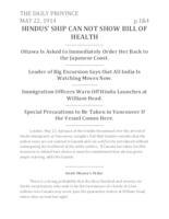 Hindus' ship cannot show bill of health