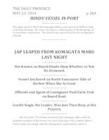 Jap leaped from Komagata Maru yesterday
