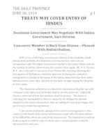 Treaty may cover entry of Hindus