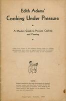 Edith Adams' cooking under pressure: a modern guide to pressure cooking and canning