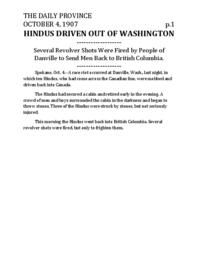 Hindus Driven out of Washington (transcript)