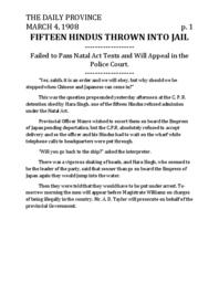 Fifteen Hindus thrown into jail (transcript)