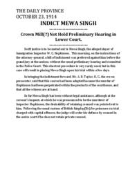 Indict Mewa Singh (transcript)