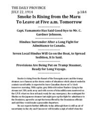 Smoke is rising from the Maru: To leave at 5:00 a.m. tomorrow (transcript)