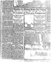 Smoke is rising from the Maru: To leave at 5:00 a.m. tomorrow