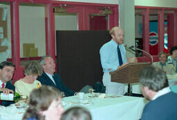 John Potts speaking at farewell event for President Barry Moore.